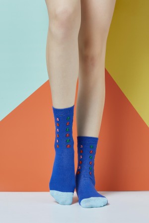 Follow Us Desenli Kadın Çorap