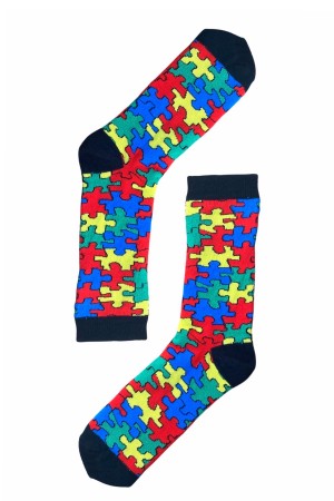 Puzzle Desenli Kadın Çorap