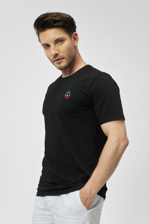 Rasta Peace Nakışlı Siyah Unisex T-Shirt