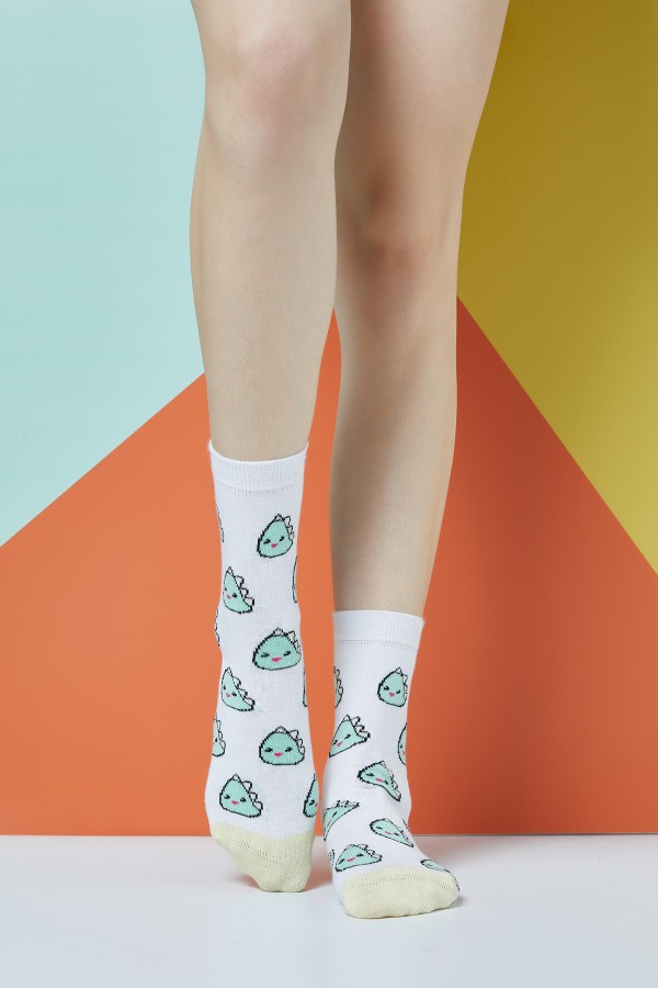 Blob Dinos Desenli Kadın Çorap