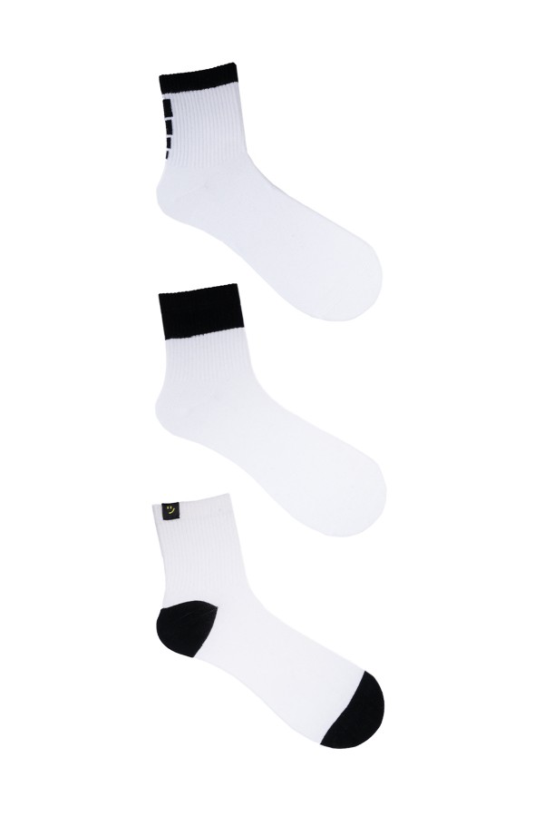 3 Çift Erkek Beyaz Tenis Çorabı (975P)