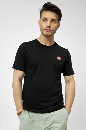 Donut Nakışlı Siyah Unisex T-Shirt